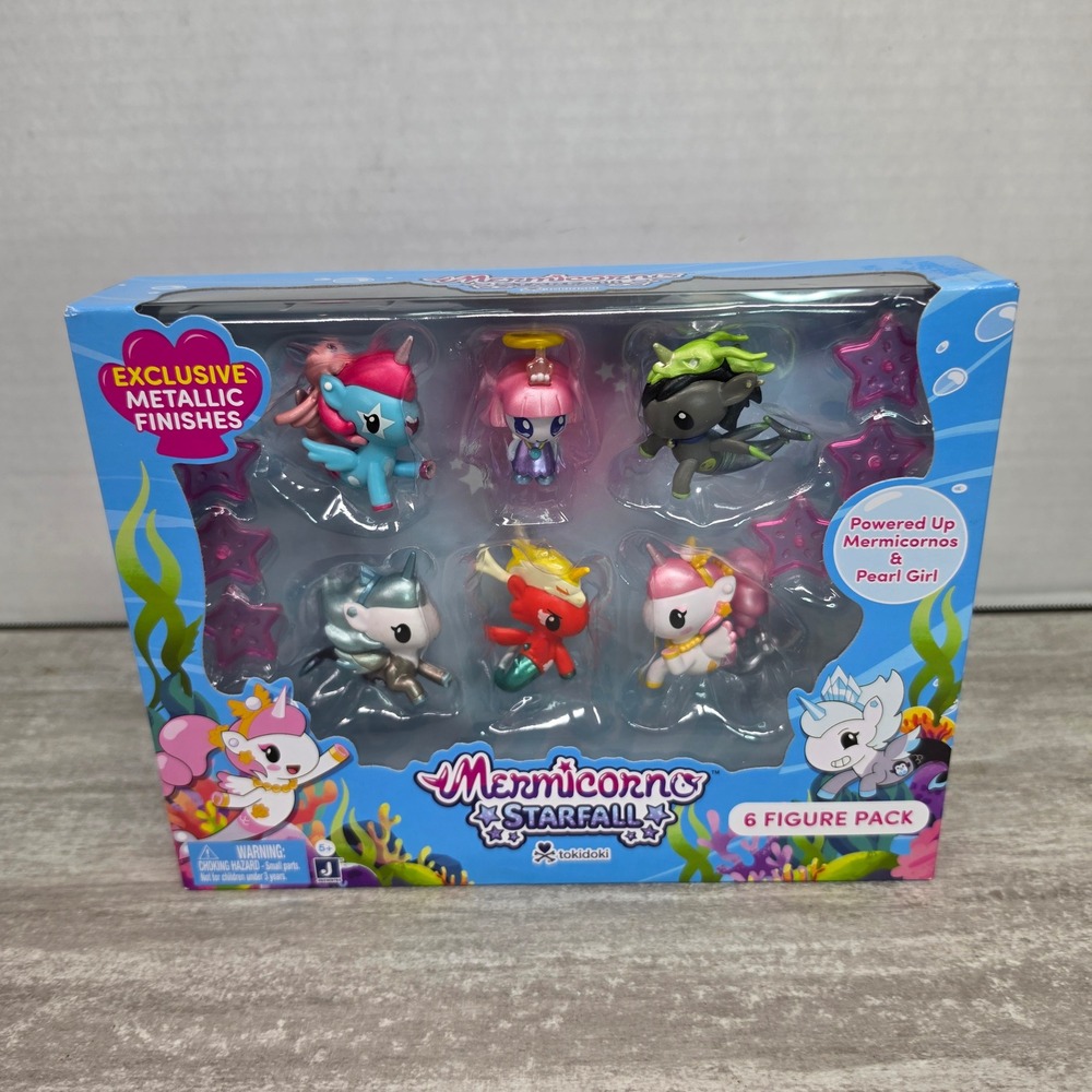 Tokidoki Mermicorno Starfall 6 Figure Pack Metallic Pearl Girl Nautique Sawtooth